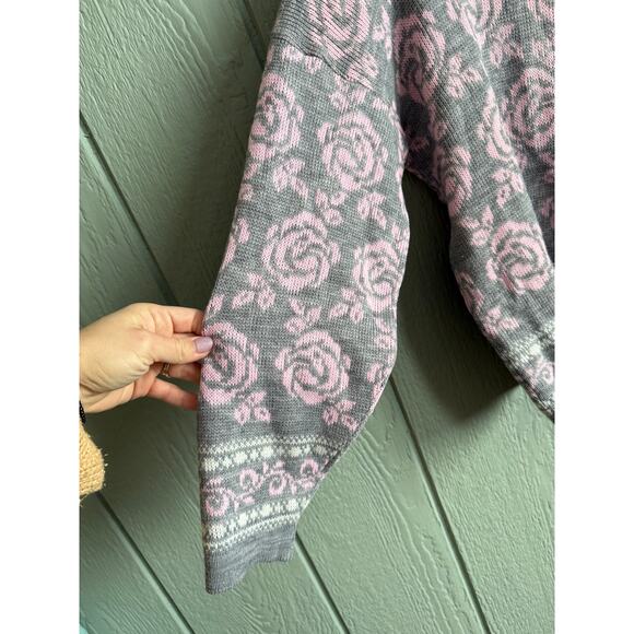 Vintage 90s Roses Sweater, Large - Picture 3 of 6